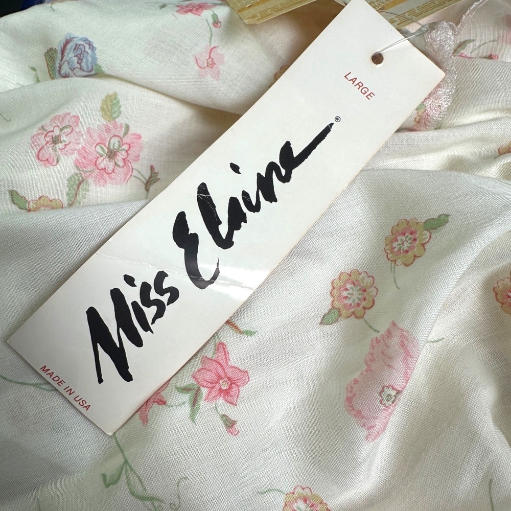Vintage Miss Elaine Nightgown L Floral Ruffle Sleeveless B Altman Tags ILGWU USA - Picture 6 of 12